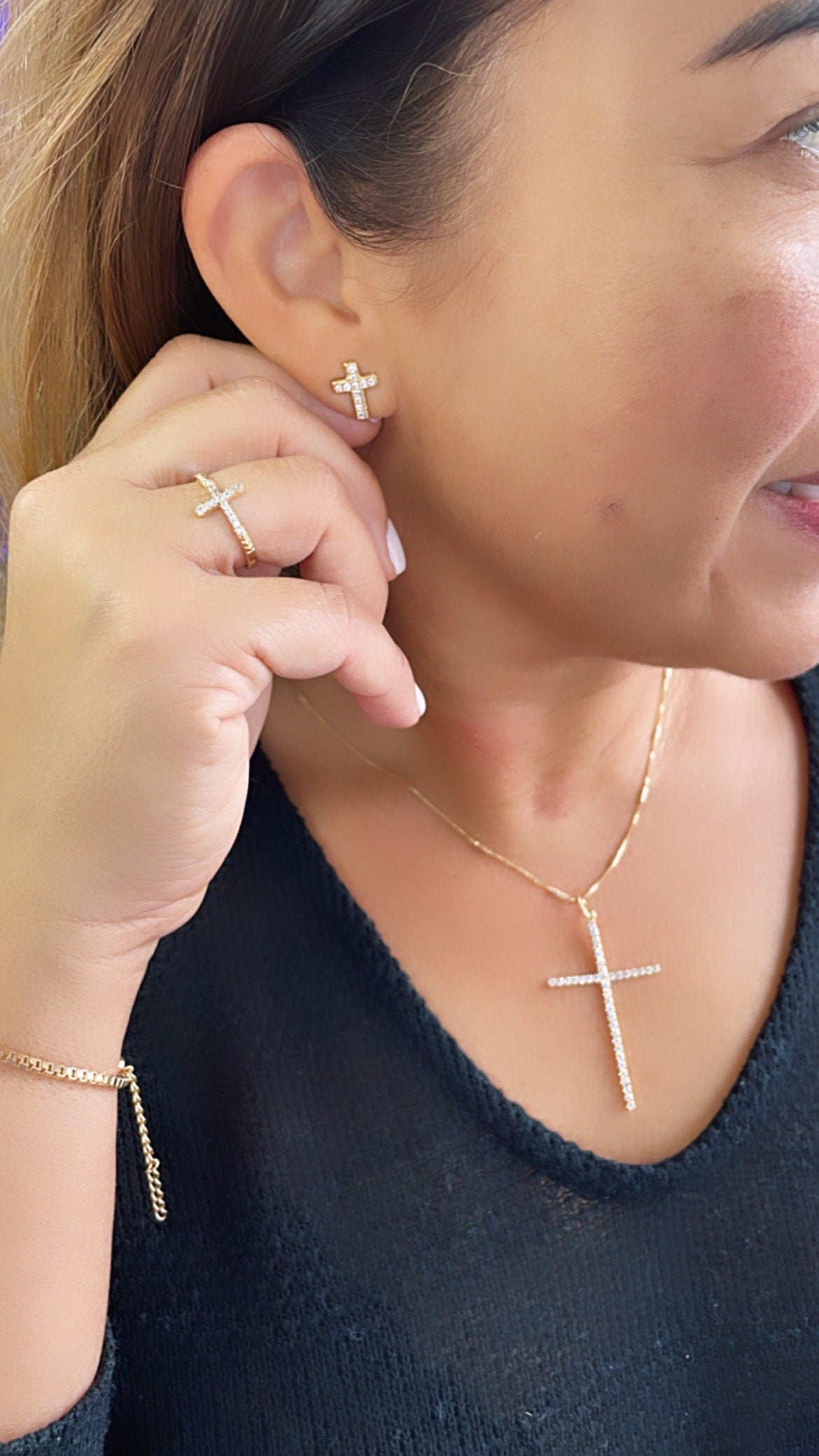 18k Gold Filled Cross Pendant: Dainty Religious Jewelry