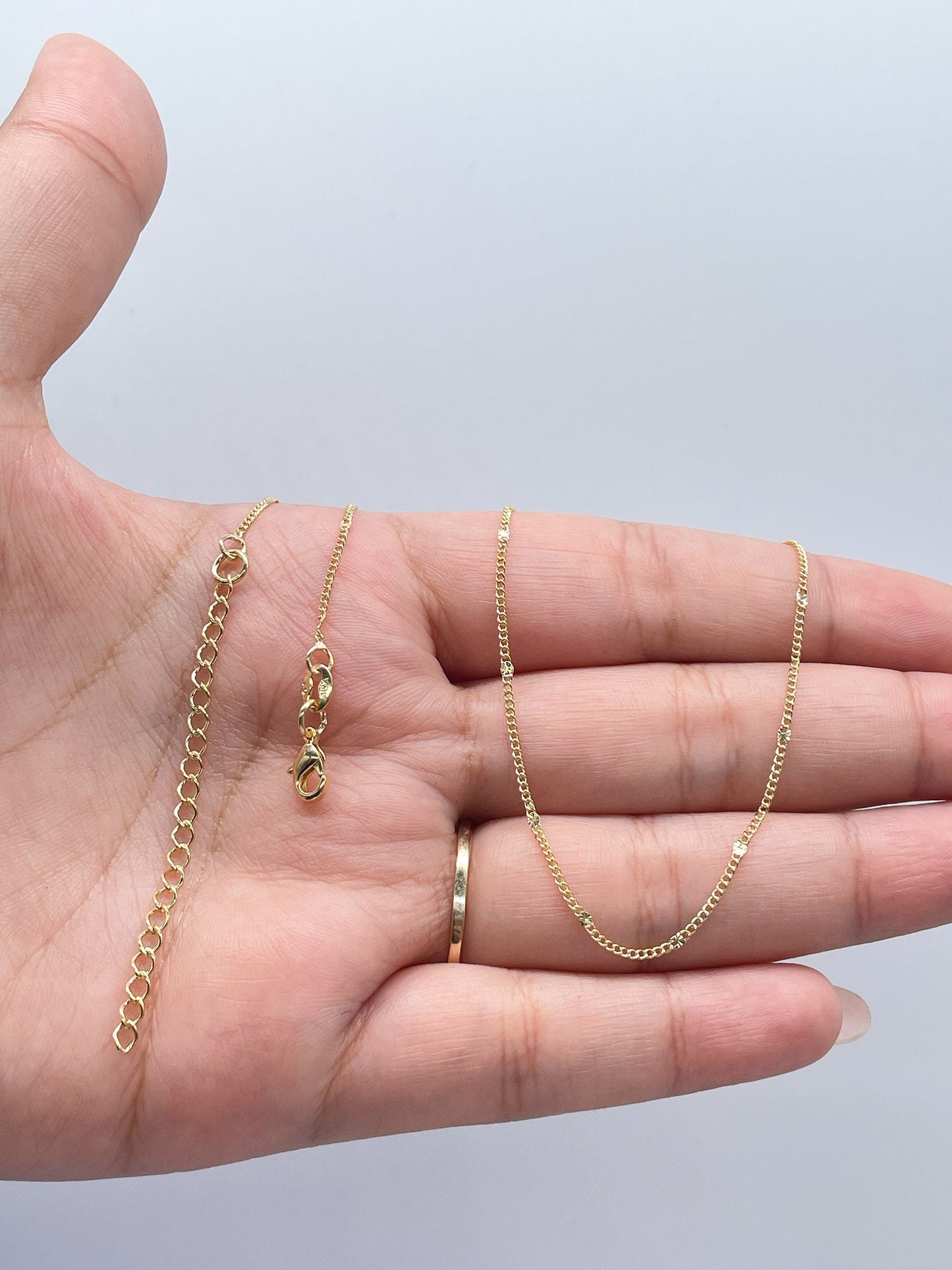 18k Gold Filled Sequin Satellite Chain Necklace - 1mm, 16 Inch