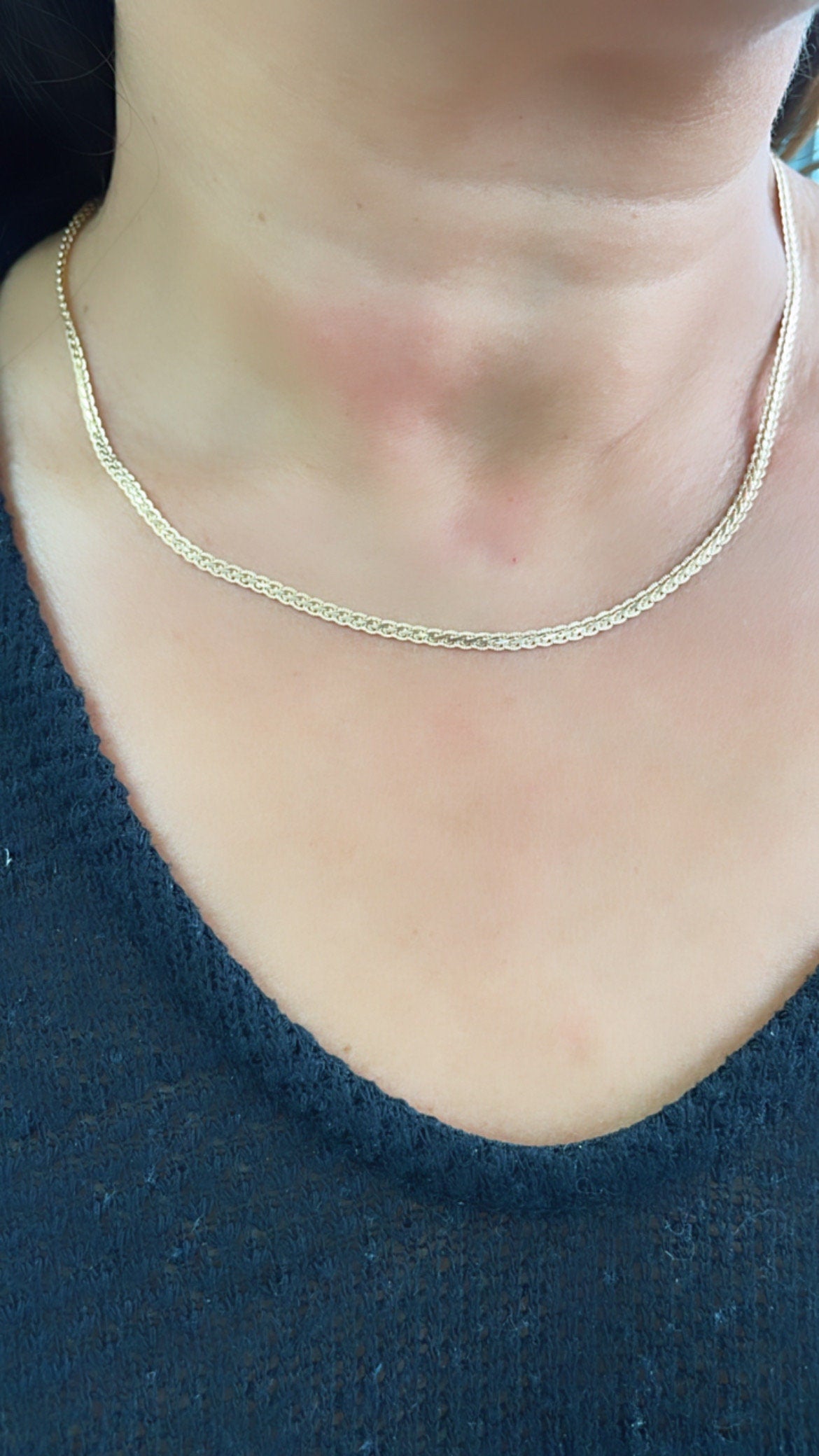 18k Gold Filled Snake Chain Necklace: 2mm Flat Braid, 16 Inch