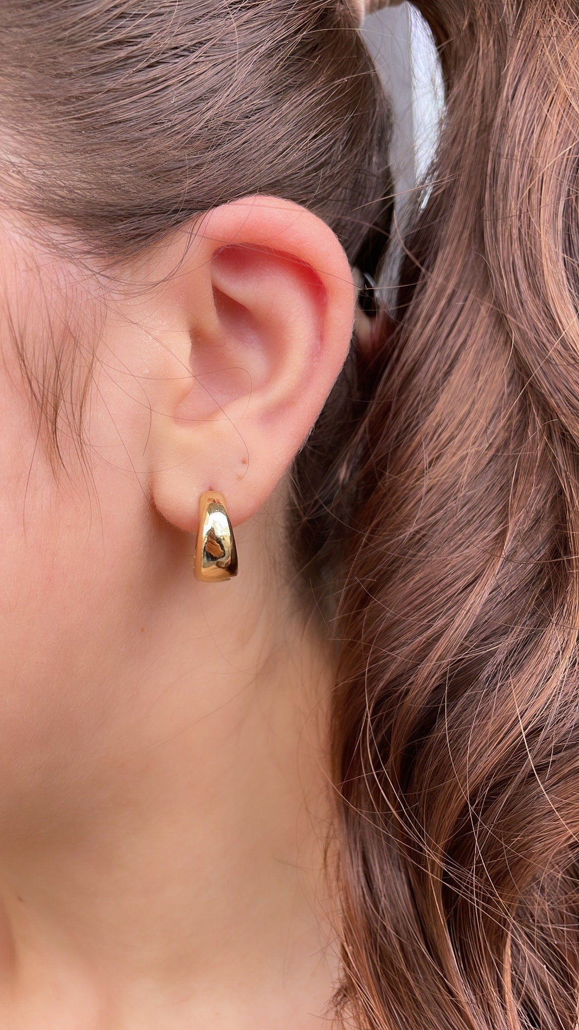 18k Gold Filled Hoop Earrings: Small Teardrop Shape, 6mm