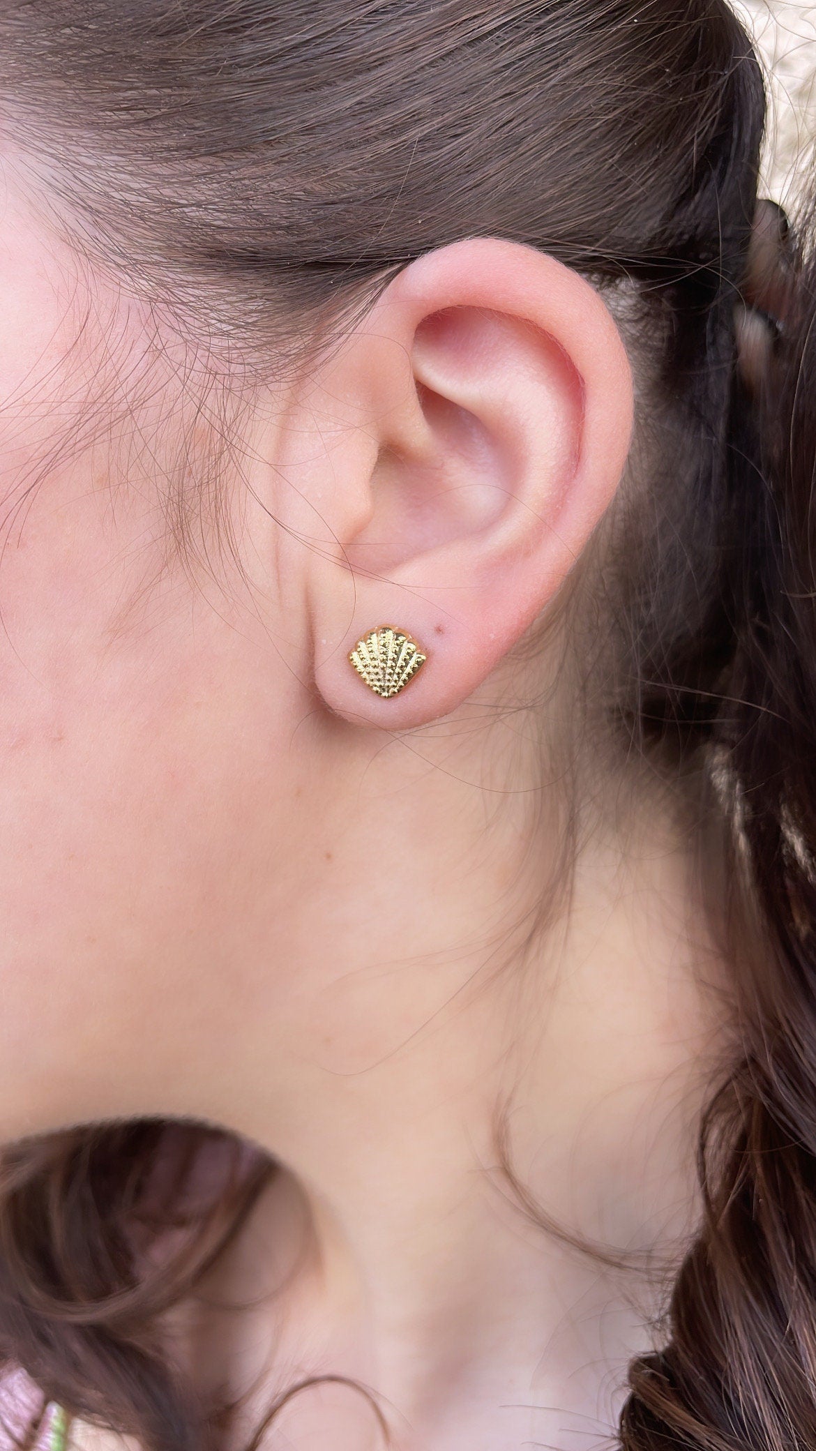 18k Gold Filled Sea Shell Stud Earrings Set - Beach Jewelry