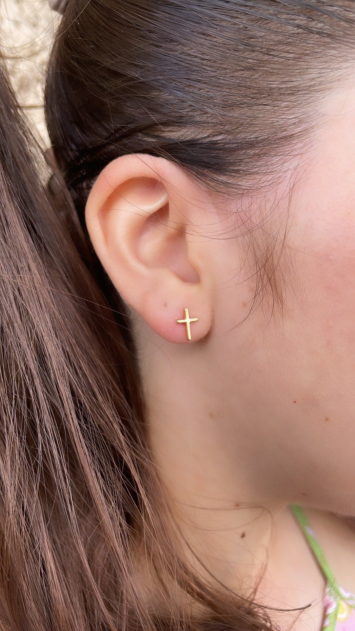 18k Gold Filled Plain Cross Stud Earrings, Cross Jewlery, Dainty Jewlery, Christian Jewlery