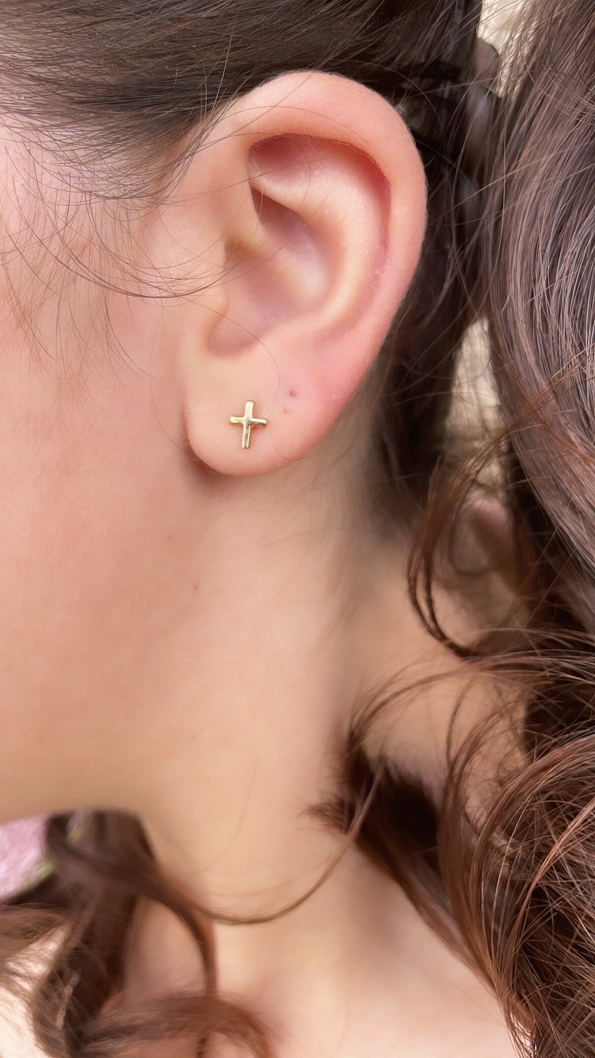 18k Gold Filled Plain Cross Stud Earrings, Cross Jewlery, Dainty Jewlery, Christian Jewlery