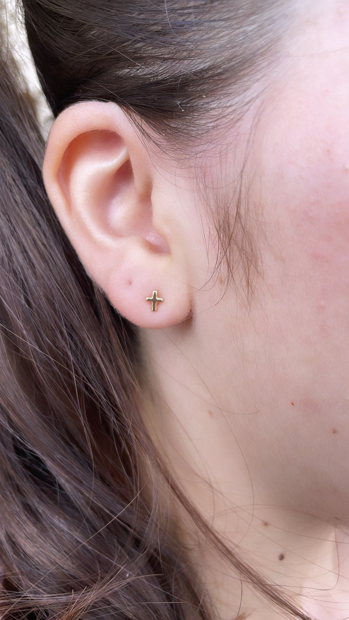 18k Gold Filled Cross Stud Earrings: Dainty Christian Jewelry
