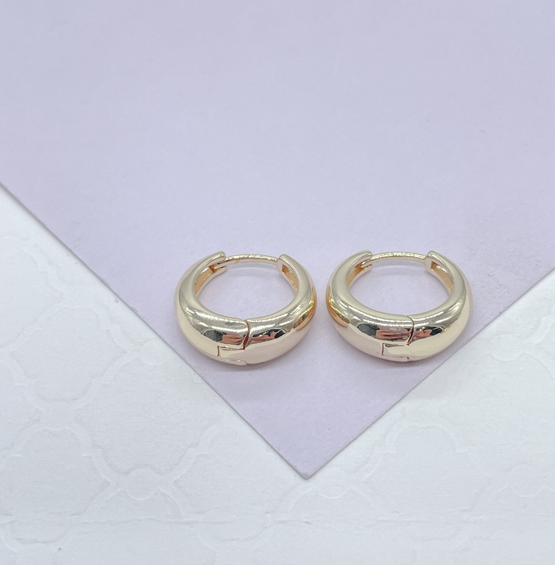 18k Gold Filled Plain Tear Drop Shaped Huggie Hoop Earrings In All Sizes