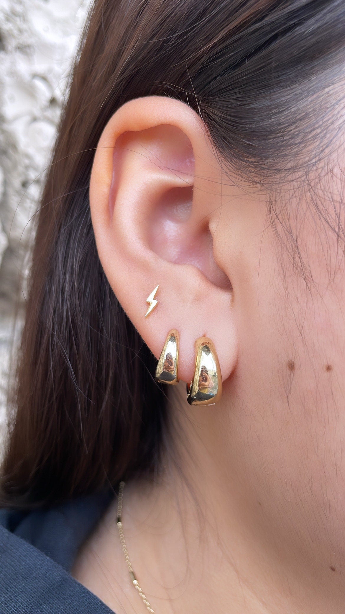 18k Gold Filled Hoop Earrings: Small Teardrop Shape, 6mm