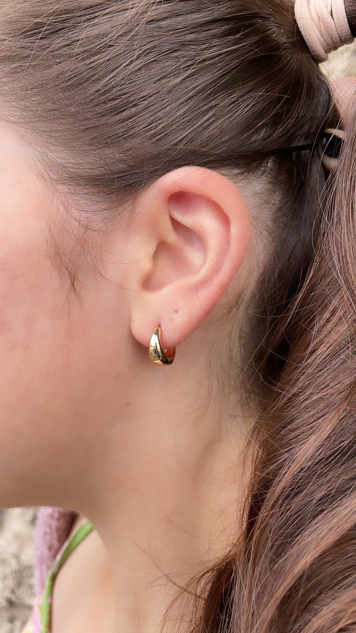 18k Gold Filled Hoop Earrings: Small Teardrop Shape, 6mm
