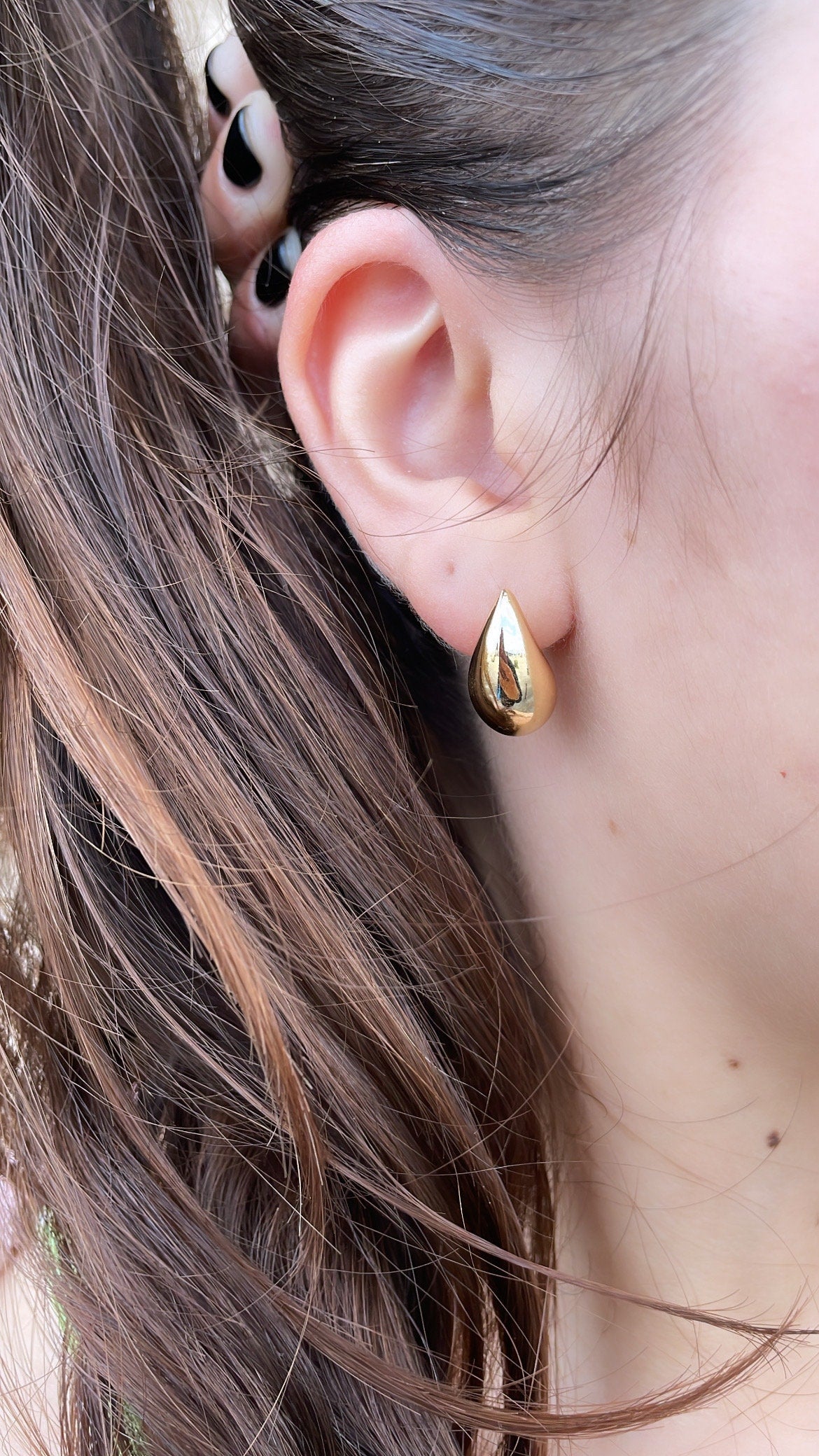 18k Gold Filled Chunky Solid Round Smooth Chunk XL Tear Drop Earring