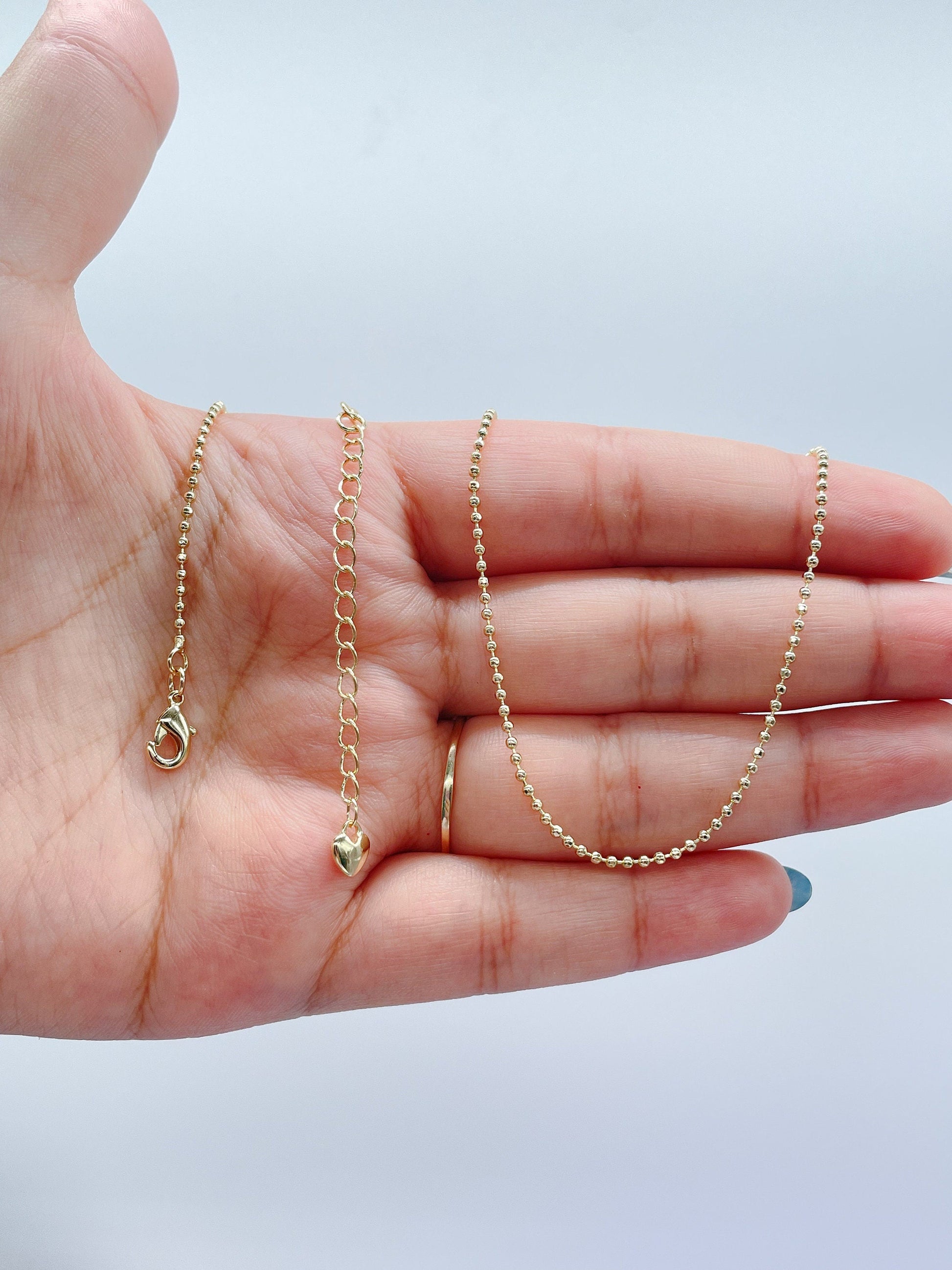 18k Gold Filled 18-Inch-Thick Shinny Little Ball Chain, Gold Shinny Small Dots Chain And Jewelry Making Supplies