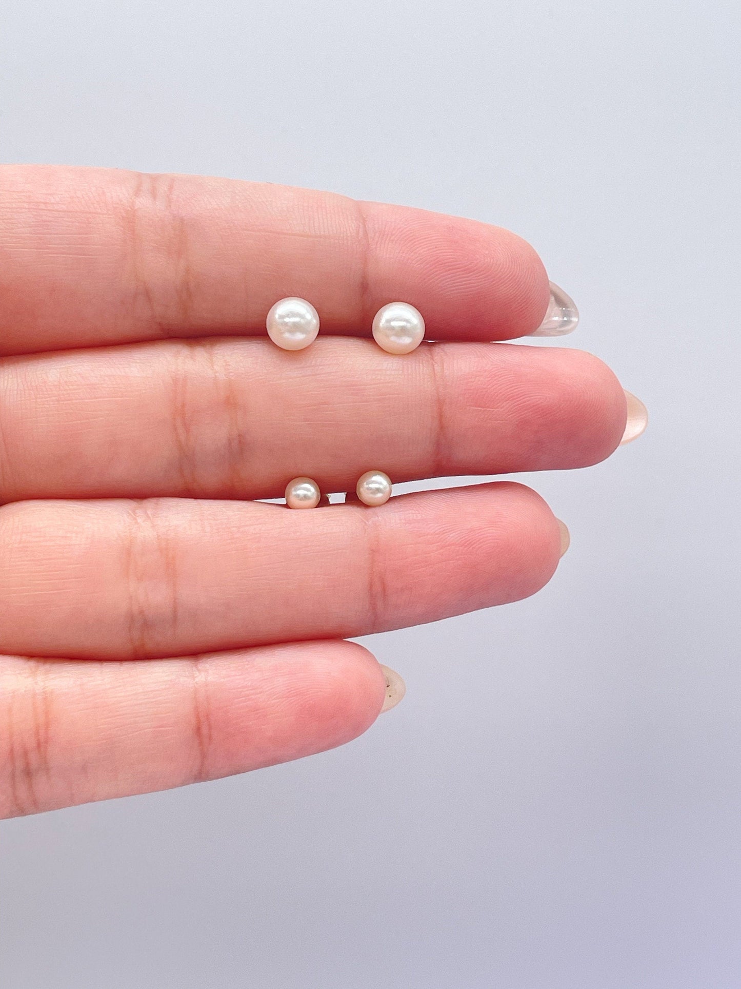 18k Gold Filled Simulated Pearl Stud Earrings: Dainty Jewelry Supplies