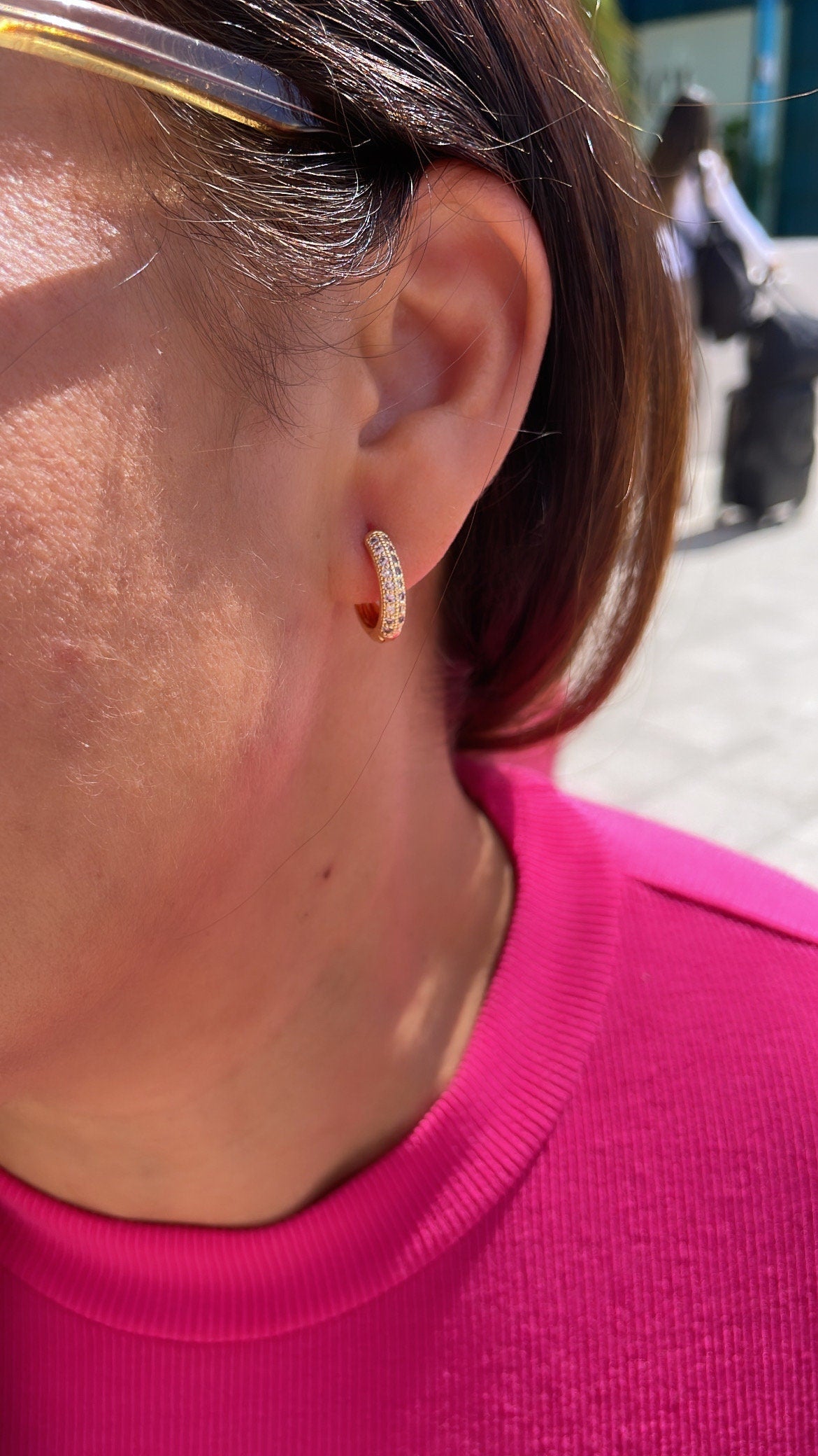 18k Gold Filled Huggie Earrings with Micro CZ