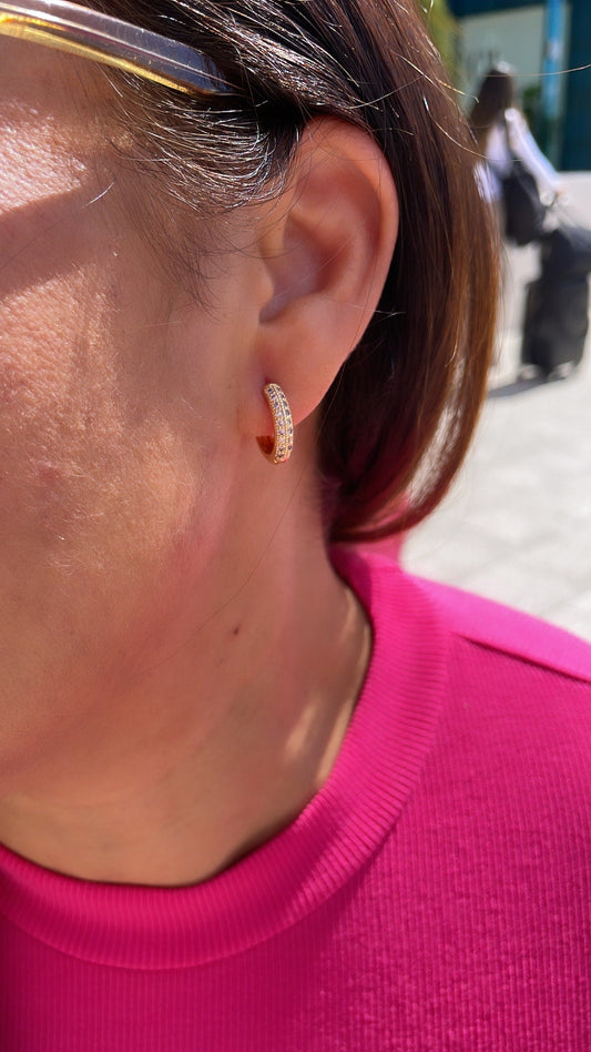 18k Gold Filled Huggie Earrings with Micro CZ