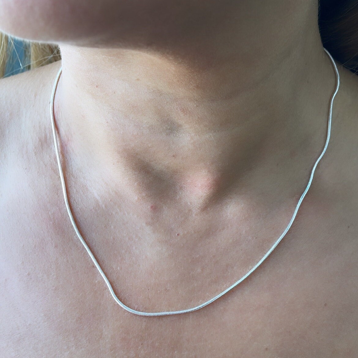 18k Gold Filled 1mm Round Snake Textured Chain Available In Sizes 16”, 18”, 20”, Cola de Raton Supplies