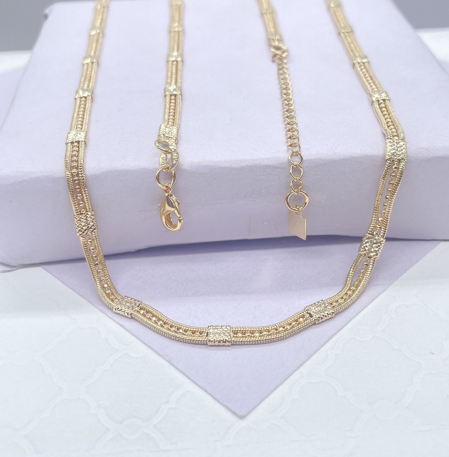 18k Gold Filled Interspeed Choker Necklace: Snake Link Chain
