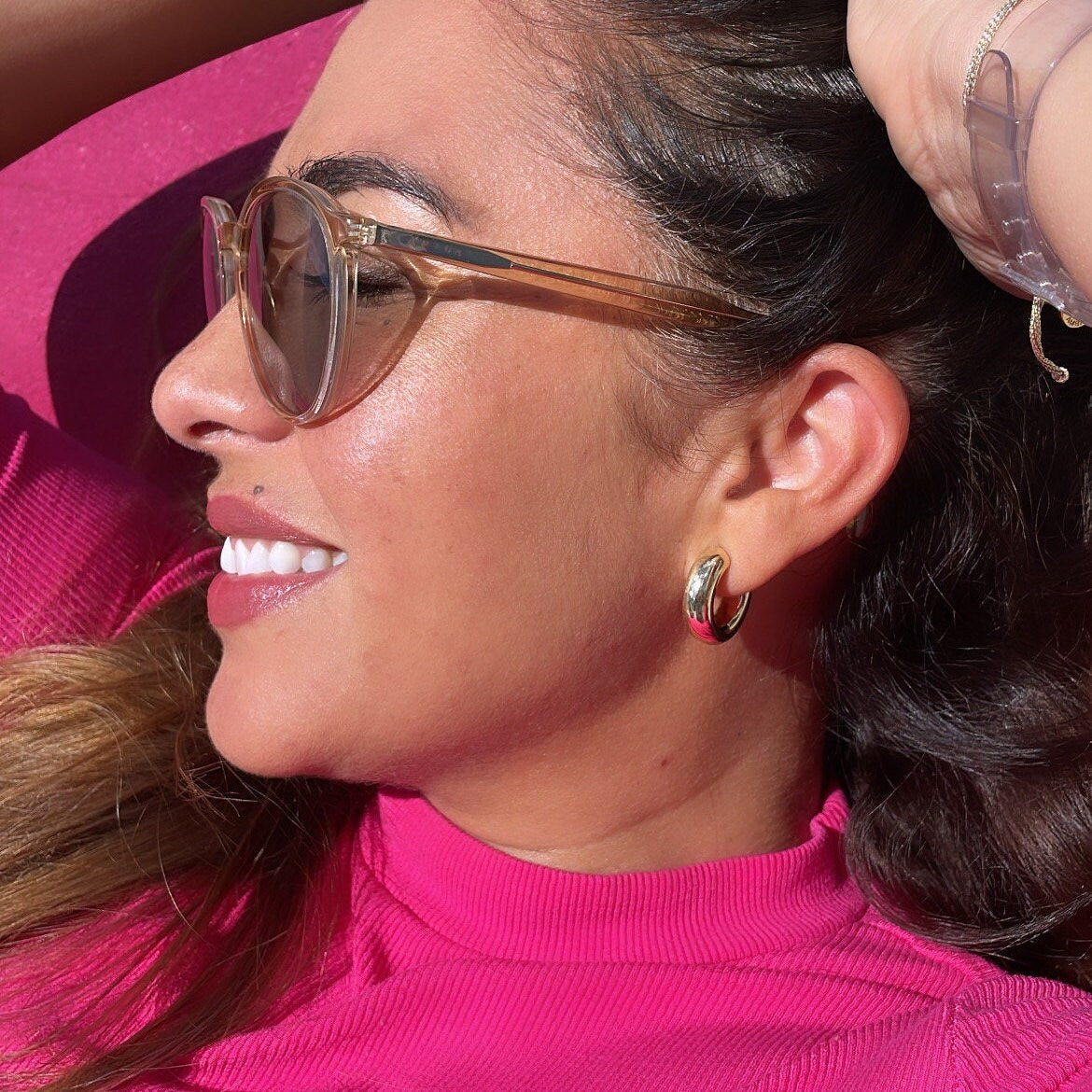 18k Gold Filled 6.5mm Thick Plain Smooth Open Ended Hoop Earrings