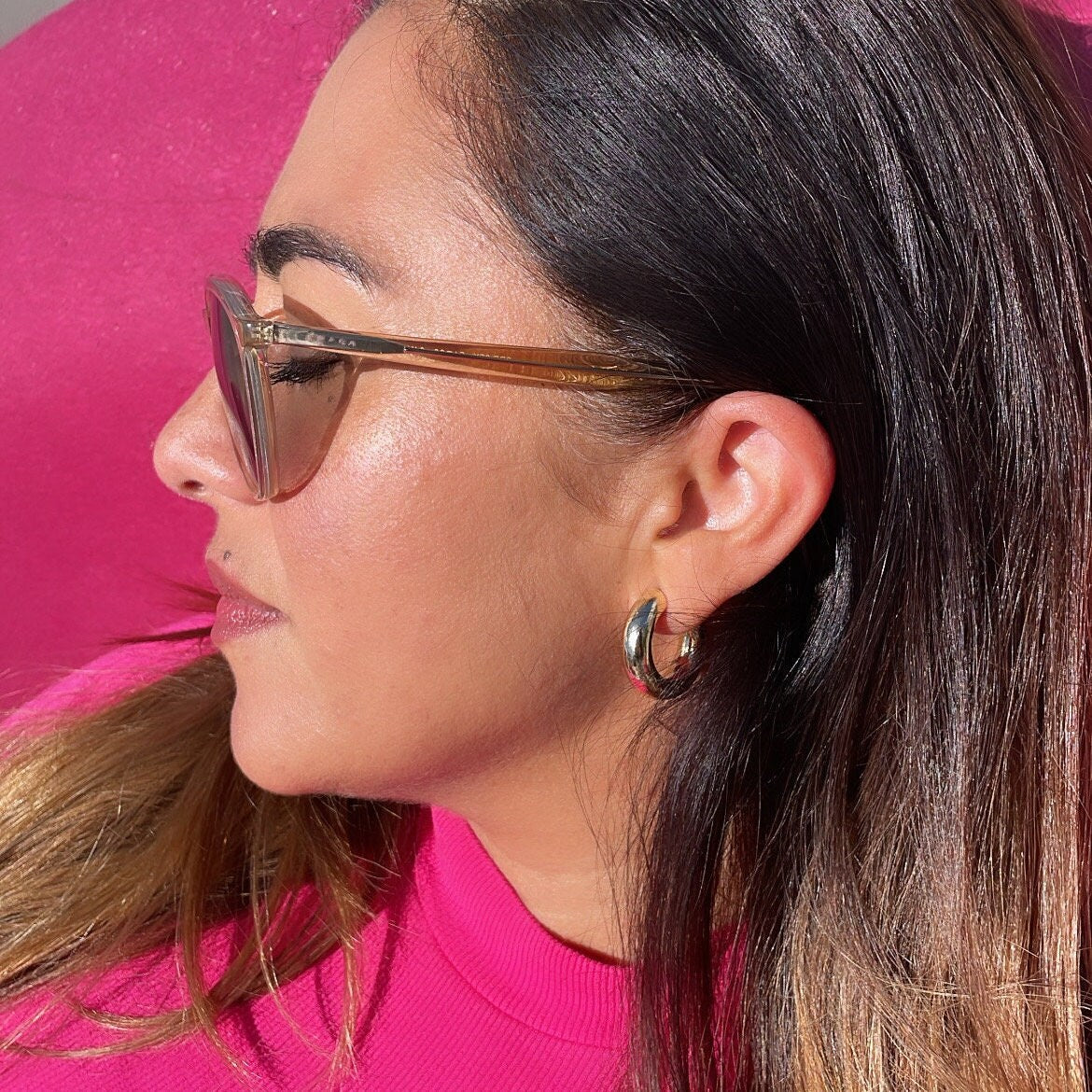 18k Gold Filled 6.5mm Thick Plain Smooth Open Ended Hoop Earrings