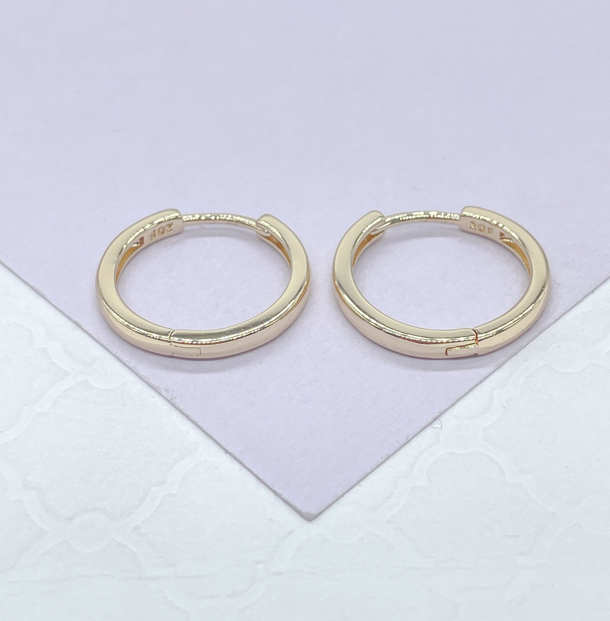 18k Gold Filled Huggie Hoop Earrings: Small Sharp Edged Hoops