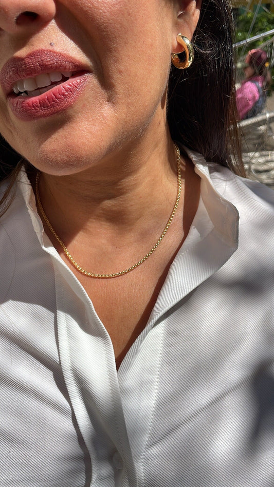 18K Gold Filled 2mm Wheat Link Tube ,Daily Jewlery, Dainty Necklace,