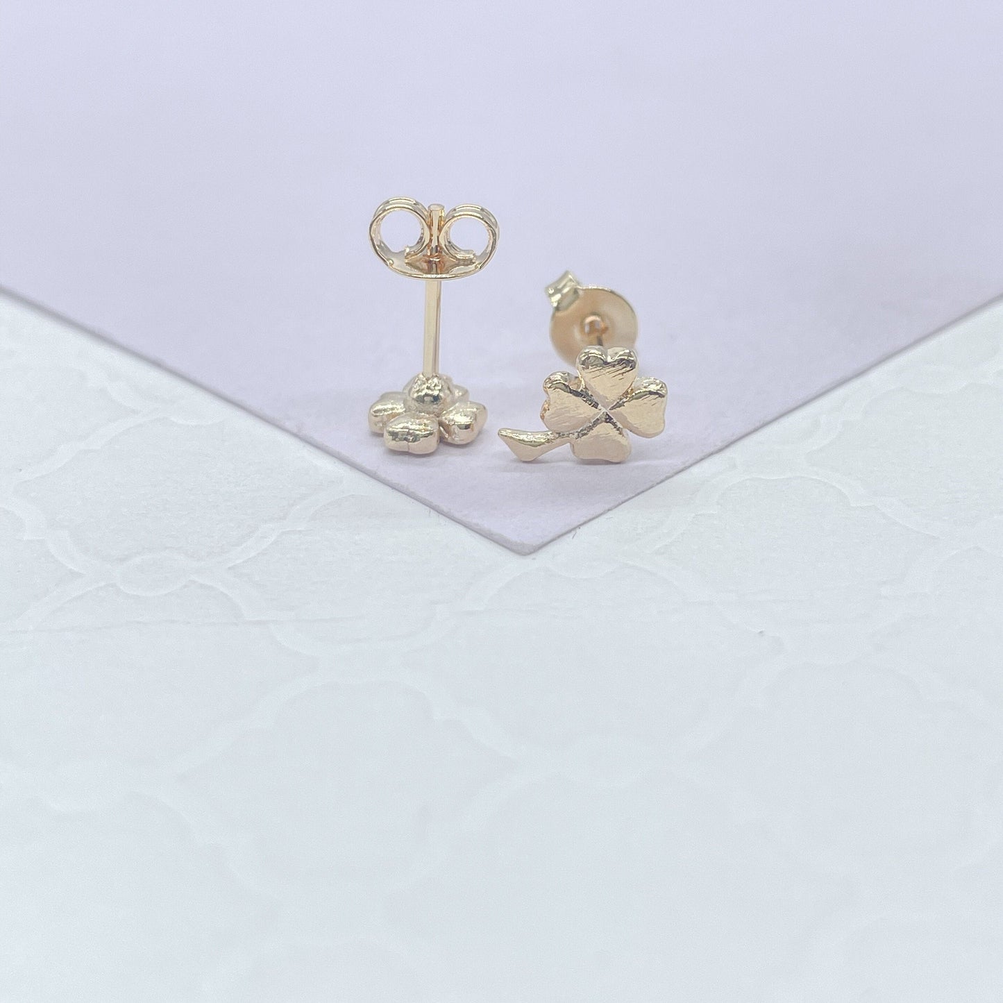 18k Gold Filled Gold Dainty Clover Stud Earring, Dainty Stud, Gold Studs Gift for her, St Patrick's Studs, Childrens Jewlery, Baby Studs