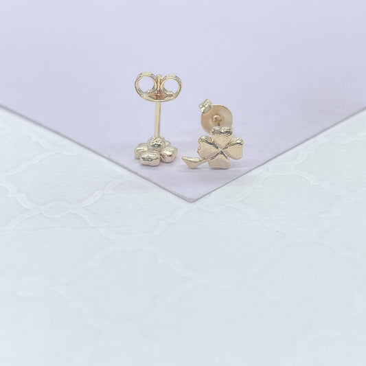 18k Gold Filled Gold Dainty Clover Stud Earring, Dainty Stud, Gold Studs Gift for her, St Patrick's Studs, Childrens Jewlery, Baby Studs