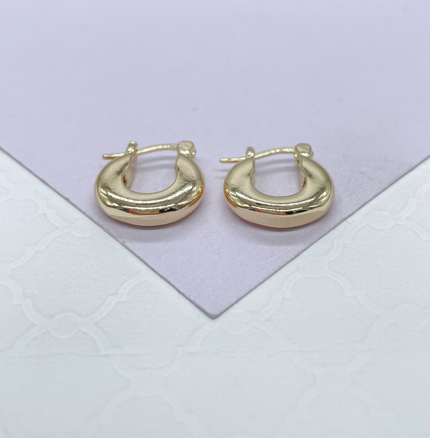 18k Gold Filled Small 15mm Thick Chunky Hoop Earring