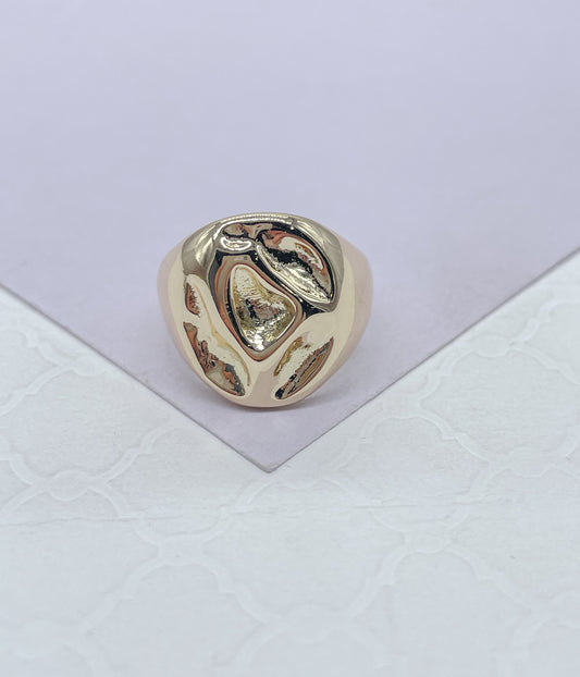 18k GoldFilled Adjustable Oval Hammered Dome Ring, Boho Ring