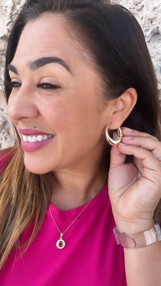 18k Gold Filled Chunky Long Smooth Tear Drop Huggie Earring