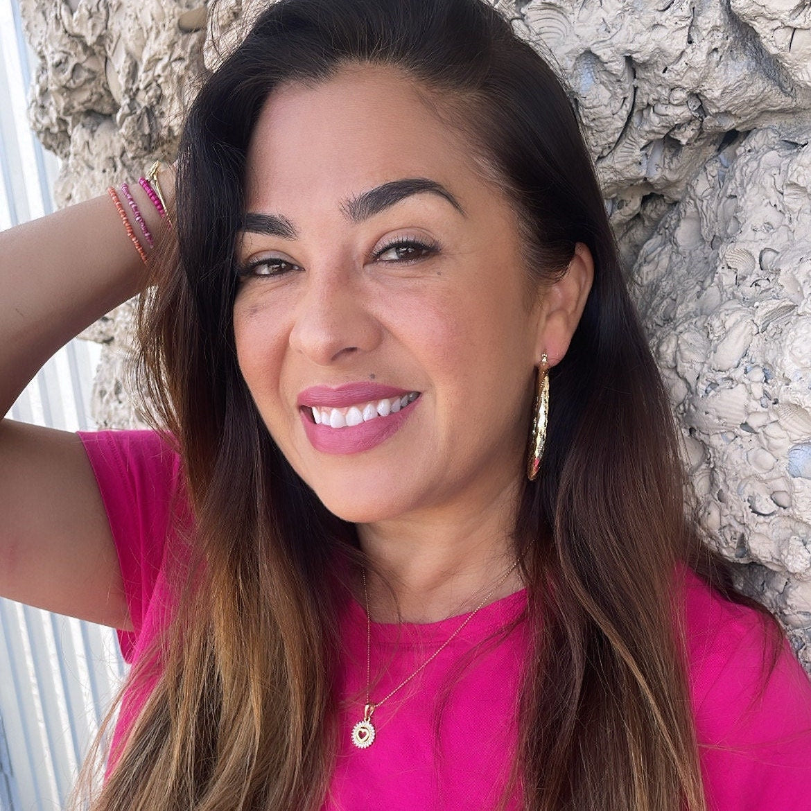 18k Gold Filled Sequin Patterned Hoop Earring Available In 5 Sizes