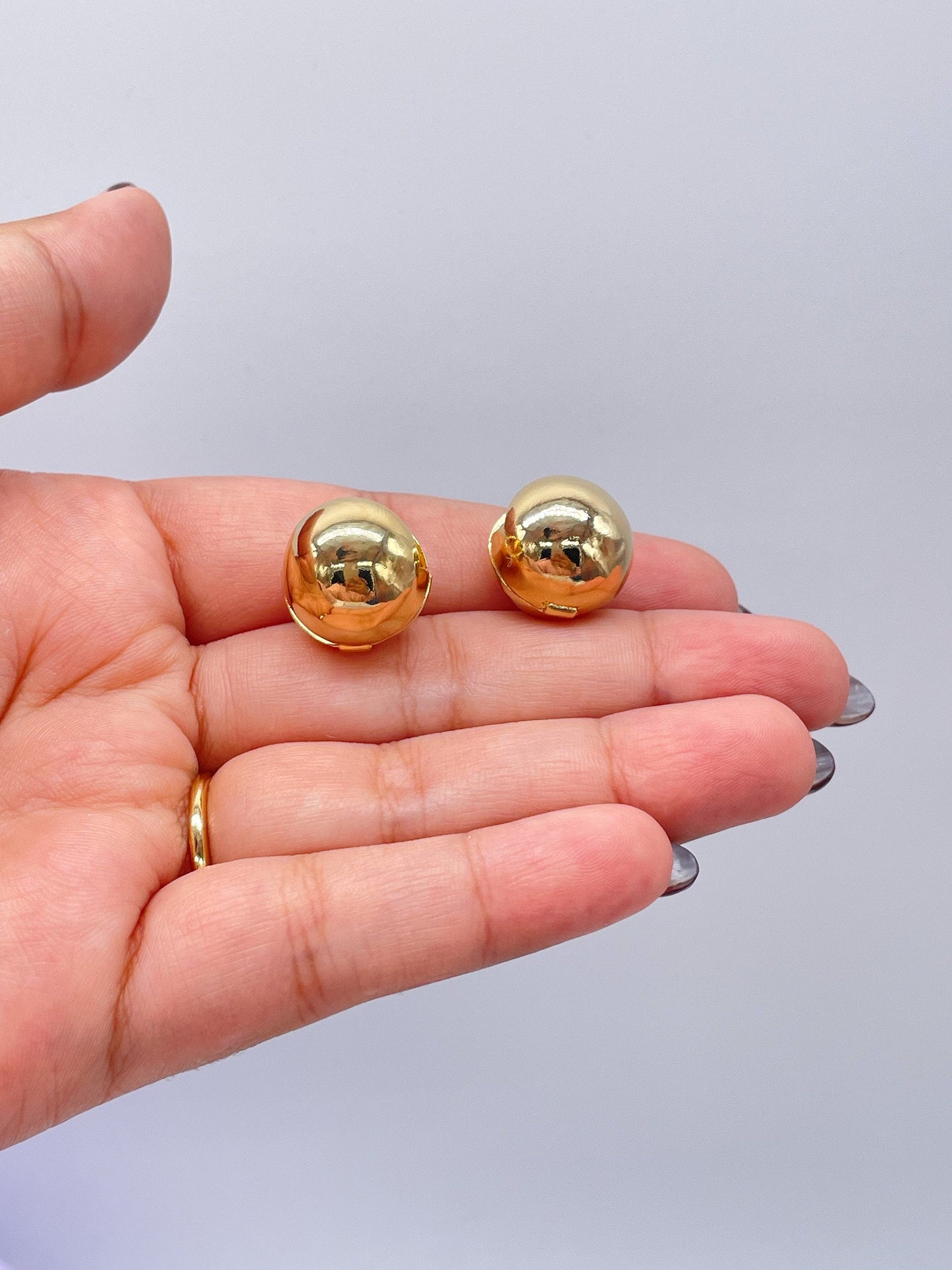 18k Gold Filled Sphere Hoop Earrings: Minimalist Huggie Hoops