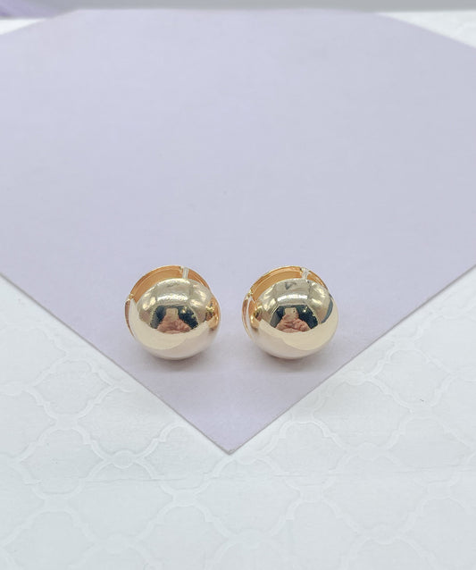18k Gold Filled Sphere Ball Huggie Hoop Earrings, Minimalist Jewlery, Art Nouveau Hoops, Statement Hoops, Plain Hoops