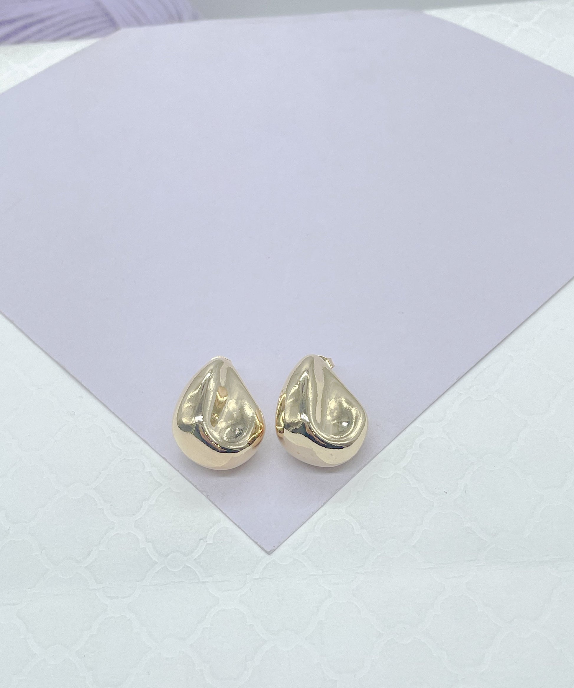 18k Gold Filled Smooth Irregular Stone Shaped Stud Statment Earring, Studs Earring, Unique Earrings