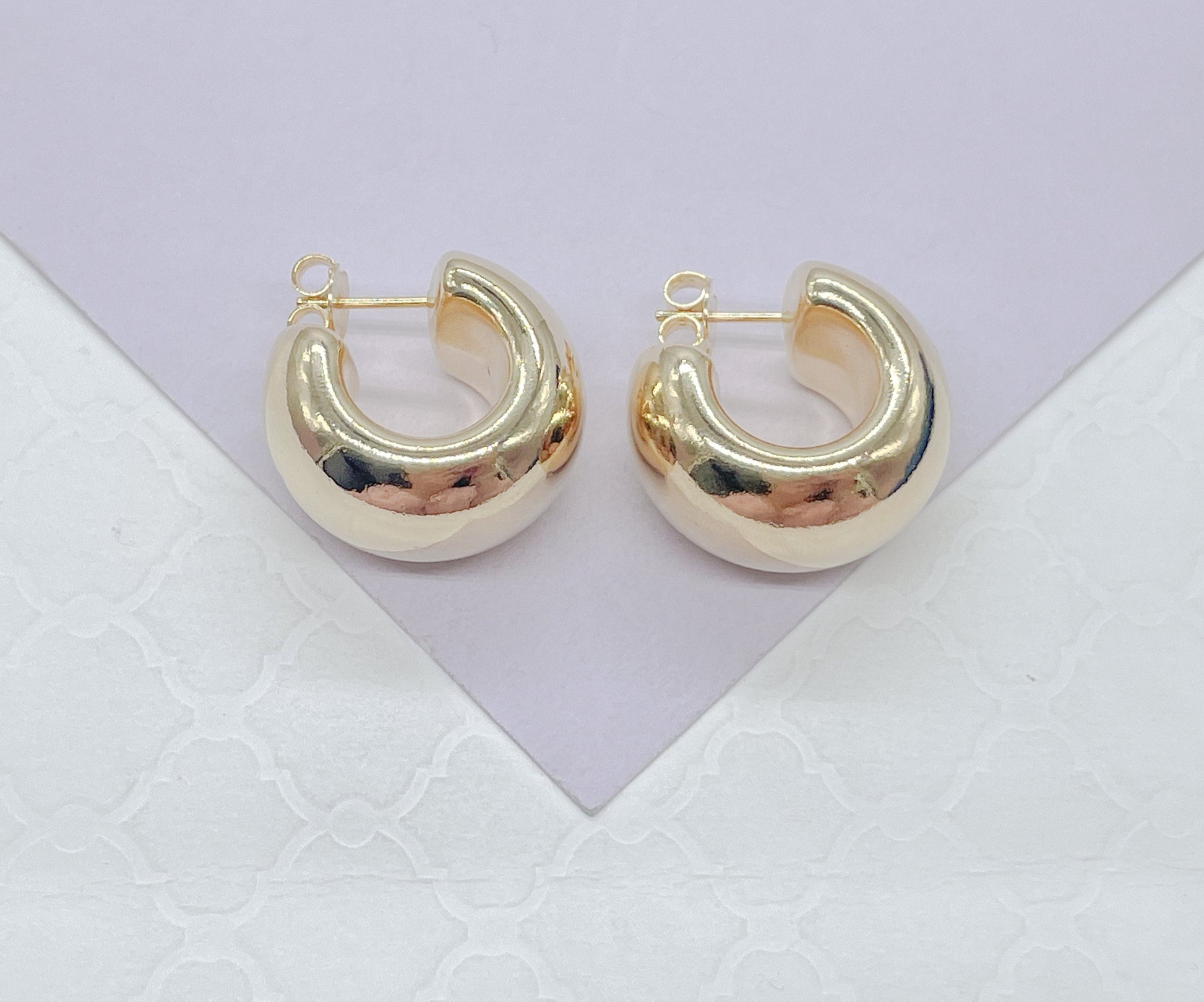 18k Gold Filled XL Wide Yet Flat Open Smooth Hoop Earring, Summer Earrings, Versatile Hoops, Statement Earrings, Art Novau Hoops, Gold Hoops
