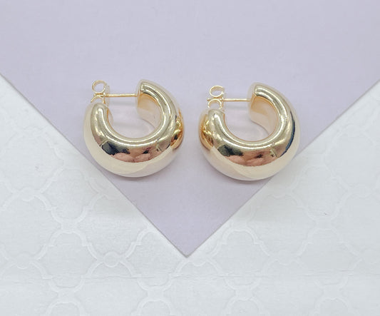 18k Gold Filled XL Wide Yet Flat Open Smooth Hoop Earring, Summer Earrings, Versatile Hoops, Statement Earrings, Art Novau Hoops, Gold Hoops