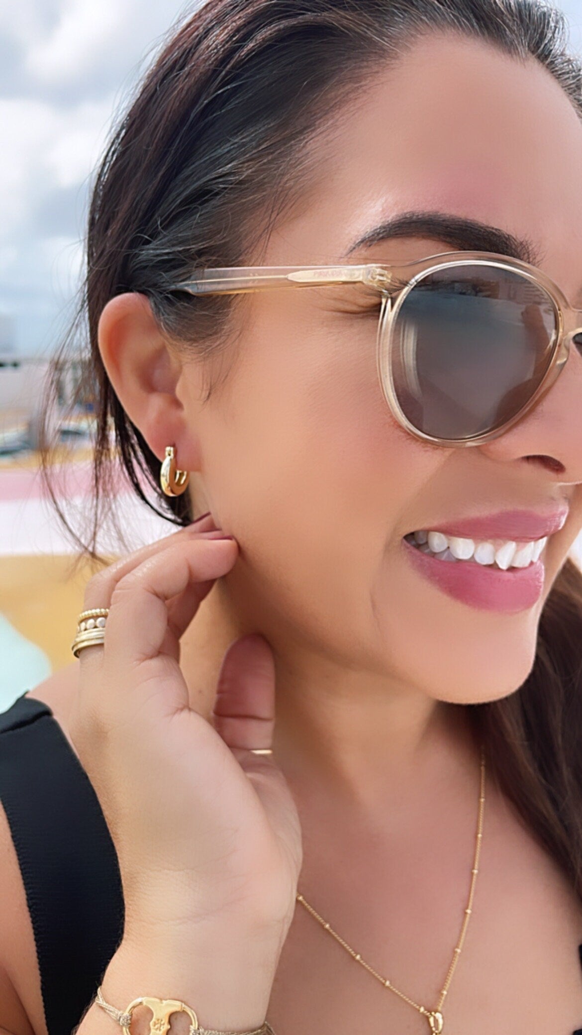 18k Gold Filled Small 15mm Thick Chunky Hoop Earring