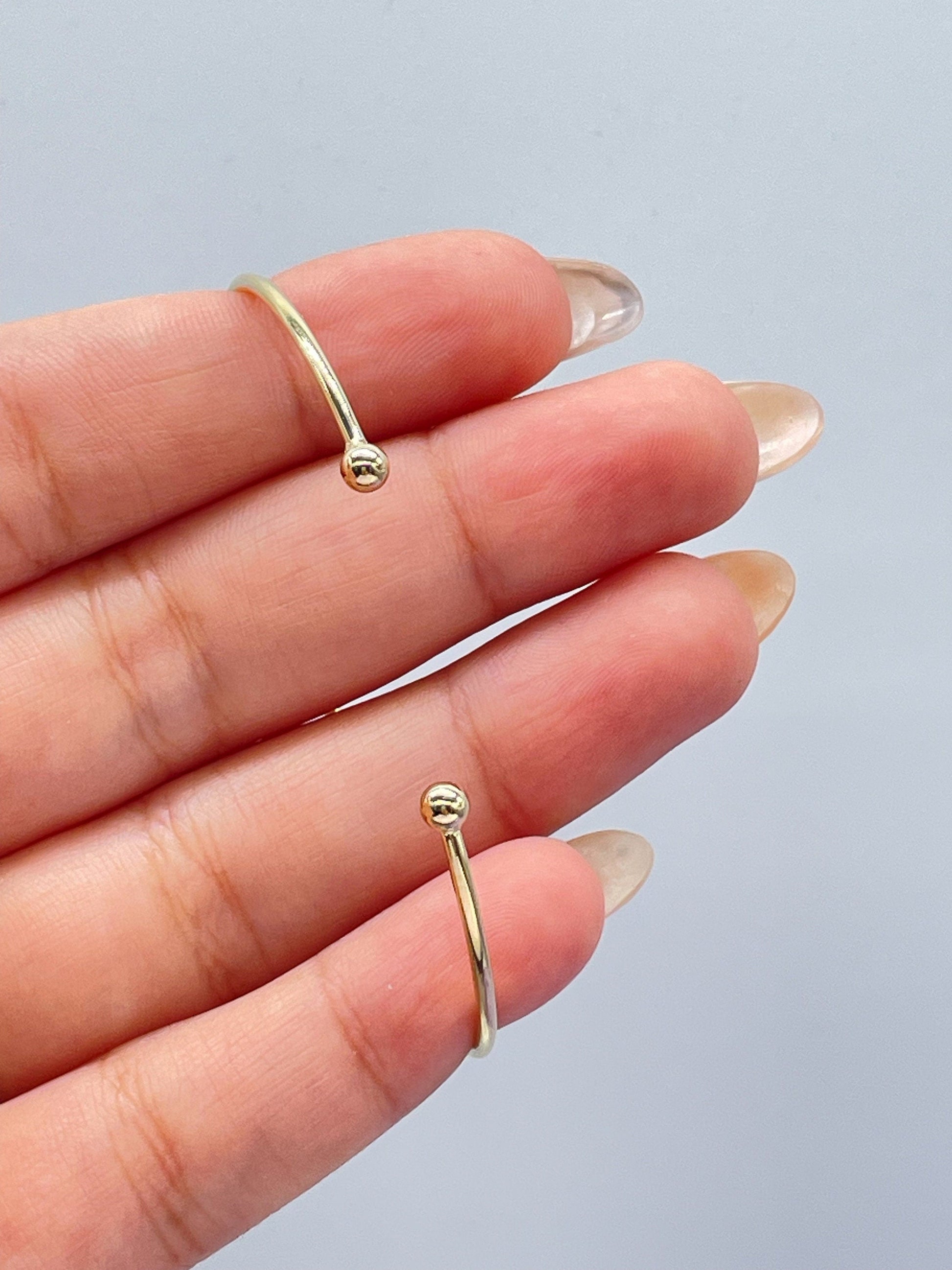 18k Gold Filled Plain Dainty Cuff Bracelet With Tiny Balls as Ends