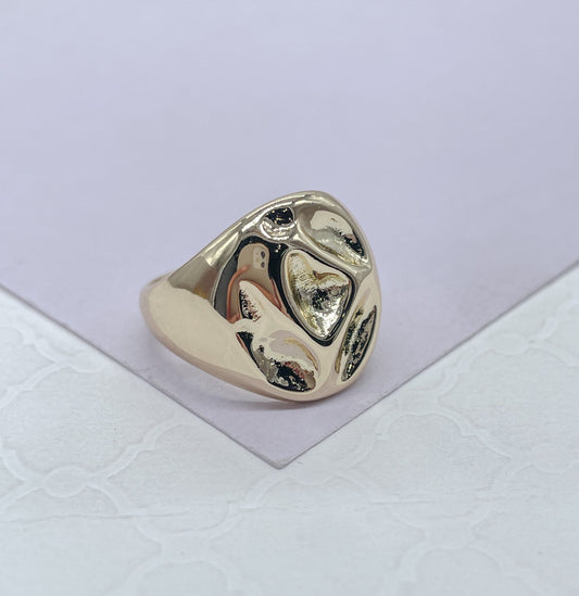 18k GoldFilled Adjustable Oval Hammered Dome Ring, Boho Ring