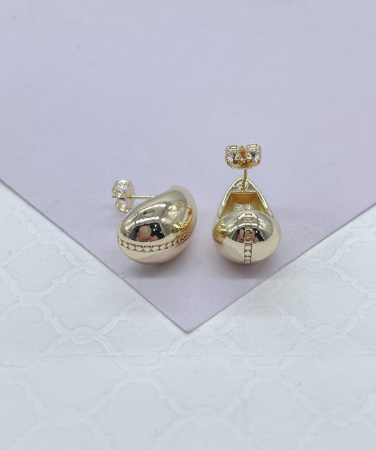 Gorgeous 18k Gold Filled Plain Casted Tear Drop Stud Earrings Dainty Jewelry