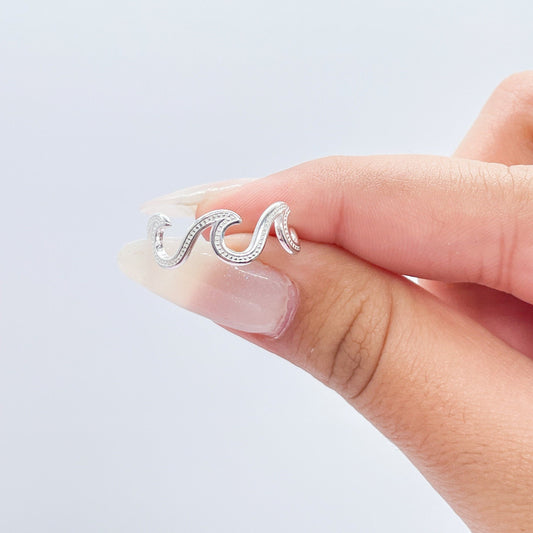 925 Sterling Silver Plain Beach Wave Ring