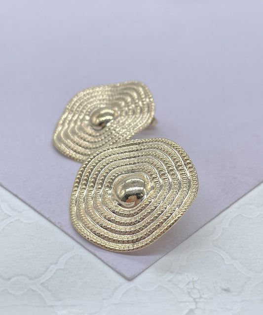 18k Gold Filled, Melted and Textured Sheet Wave Stud Earrings, contemporary earrings, Dainty, Evening wear, Contemporary Jewlery