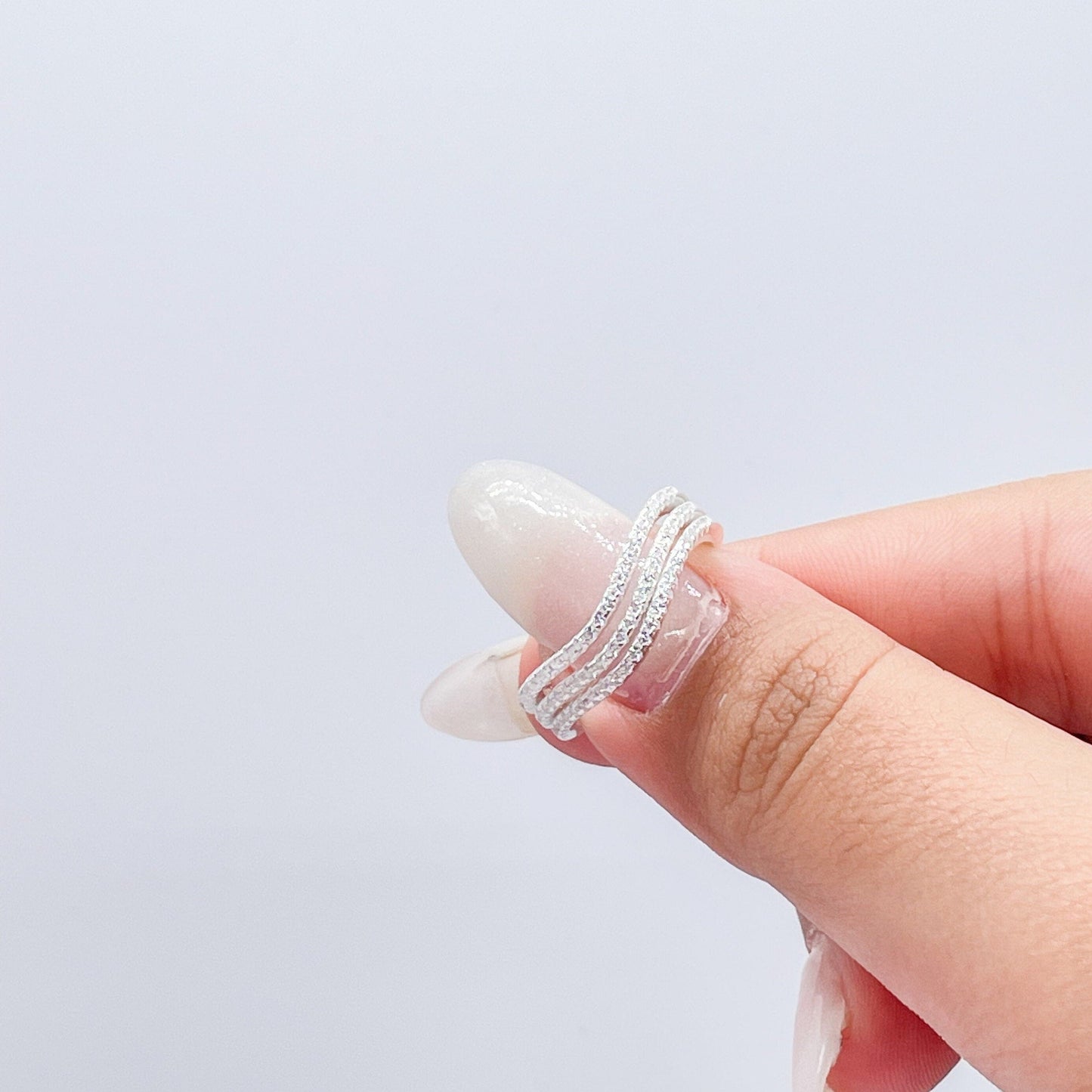 925 Sterling Silver 3 Set of Wavy Micro Pave Rings