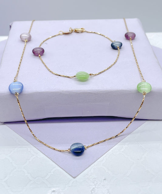 18k Gold Filled Dark Earth Tone Beaded Set, Sold separately