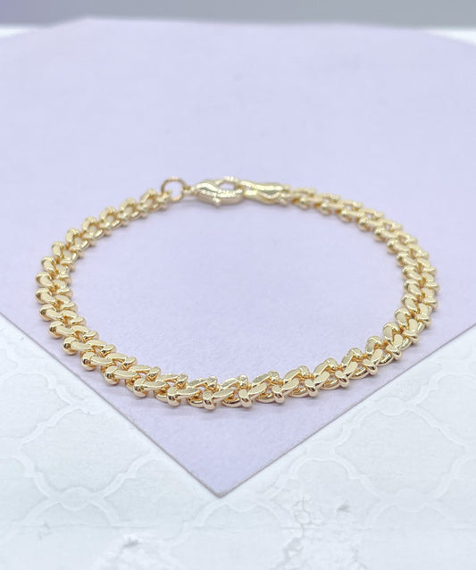 18k Gold Filled Textured 6mm Solid Specialty Link Bracelet