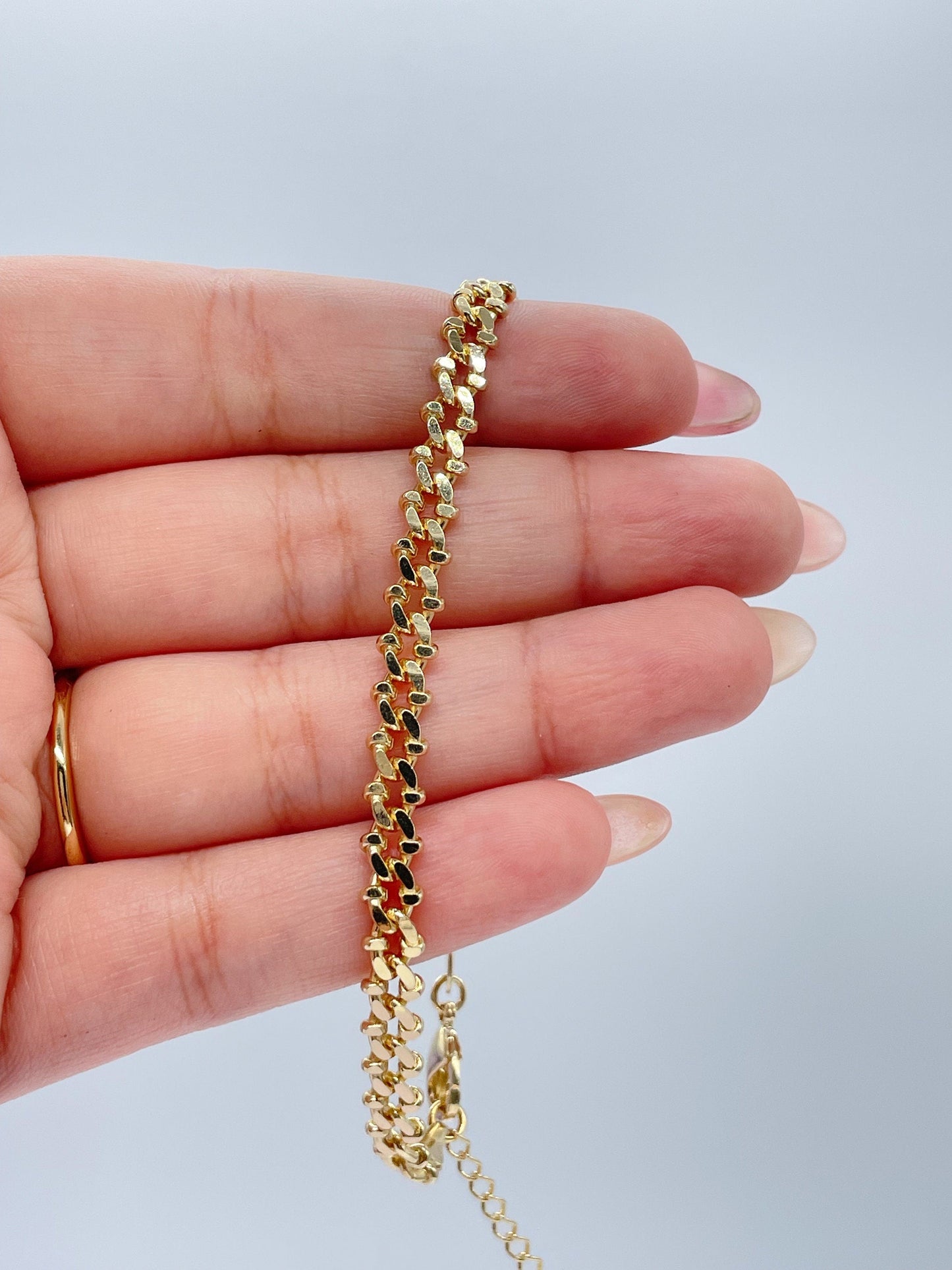 18k Gold Filled Textured 6mm Solid Specialty Link Bracelet