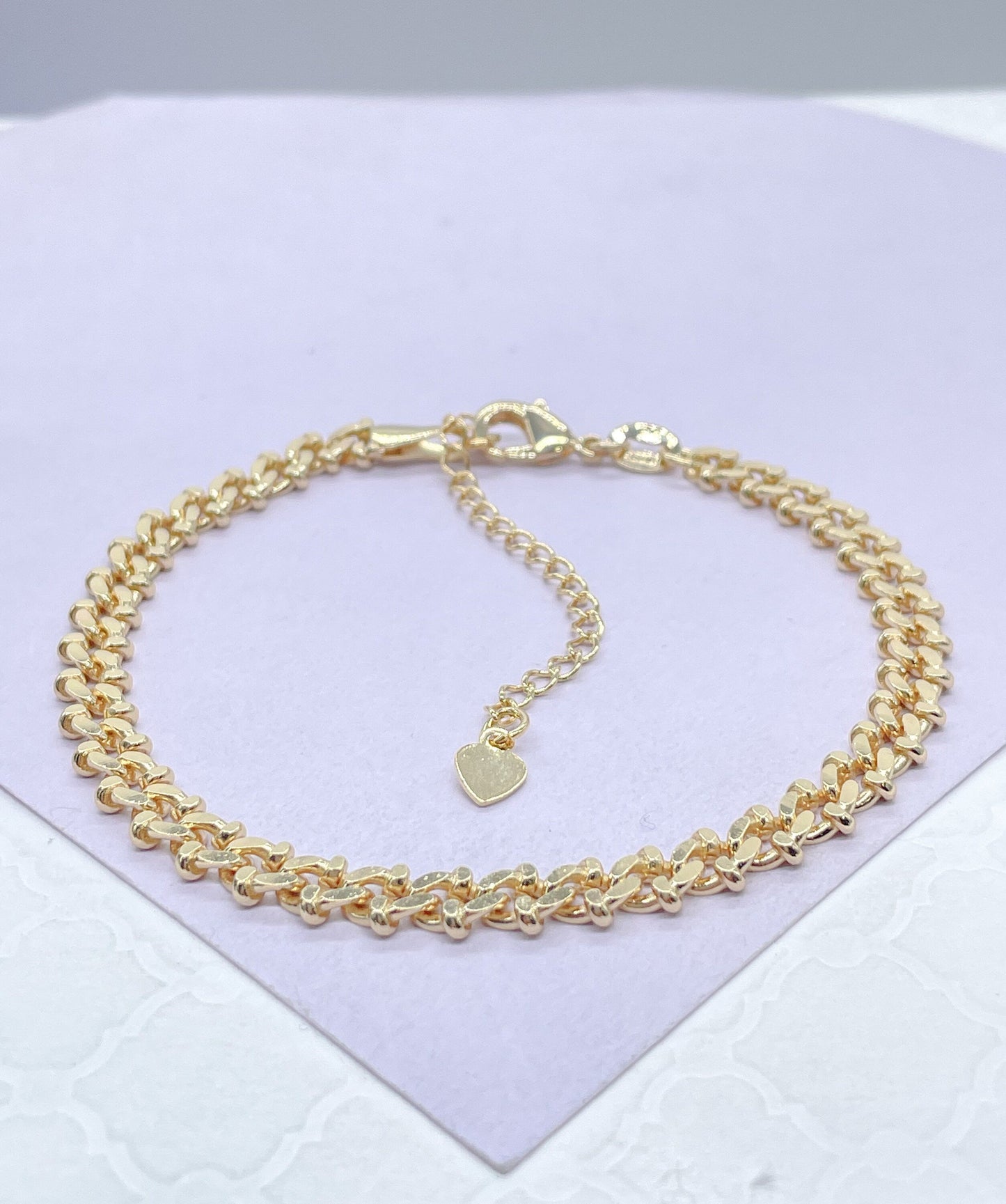 18k Gold Filled Textured 6mm Solid Specialty Link Bracelet