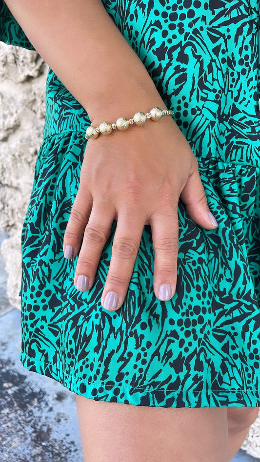 18k Gold Filled 5 XL textures Beaded Ball Bracelet , Gold filled Bracelet, Gifts for her.
