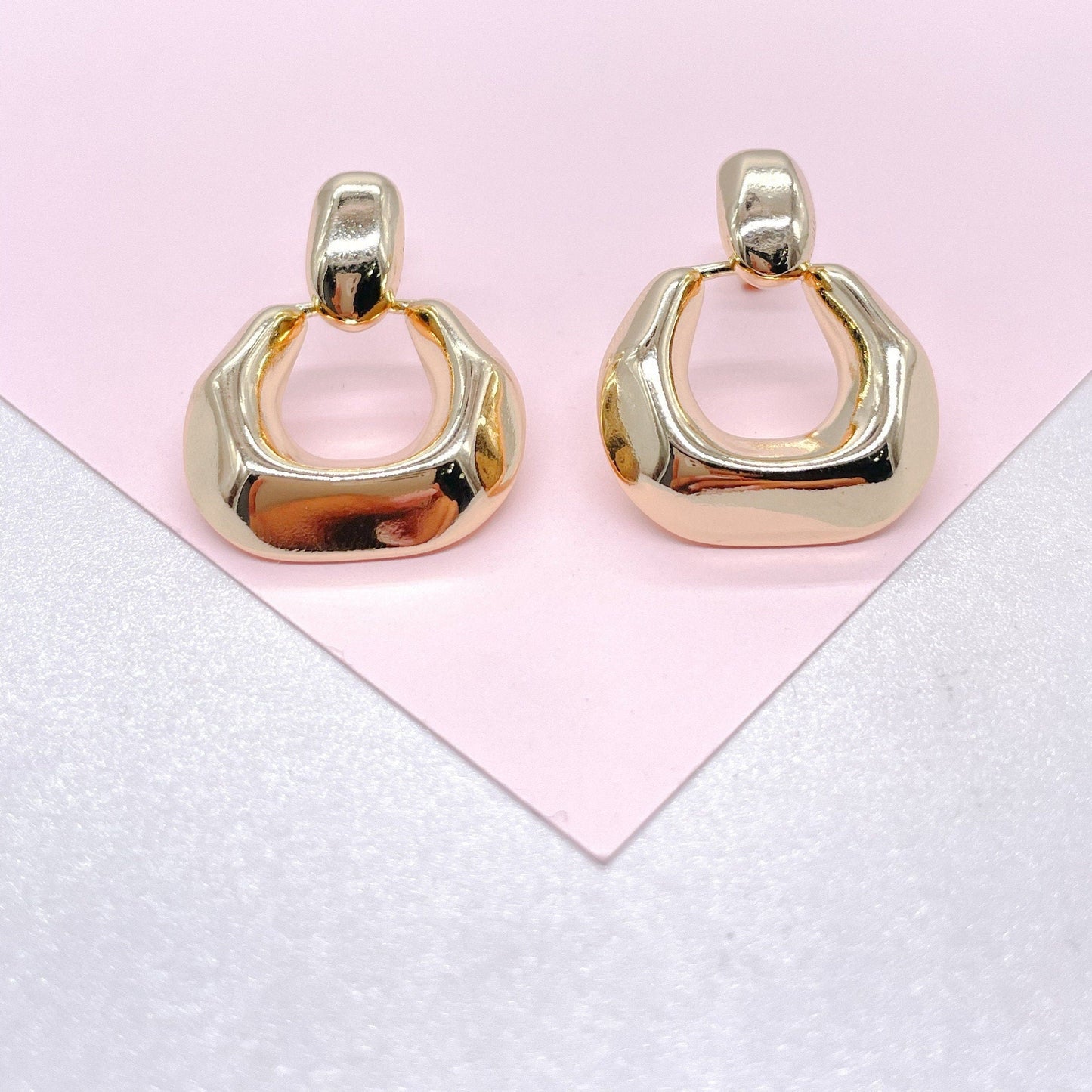 18k Gold Filled Round Earrings: Boho Art Nouveau Statement Jewelry