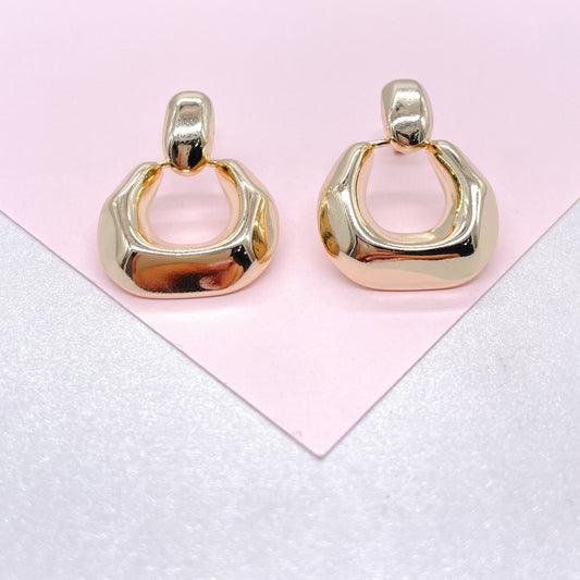 18k Gold Filled Round Earrings: Boho Art Nouveau Statement Jewelry