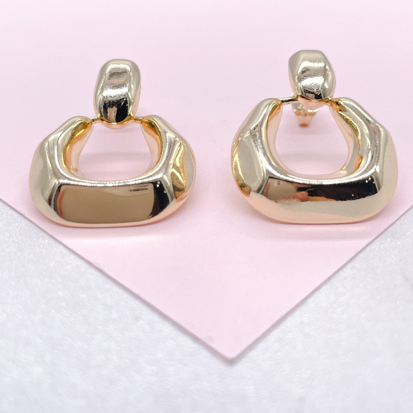 18k Gold Filled Boho Mod Round Earrings, Art nouveau Earrings, Statement Earrings, Minimalist Earrings