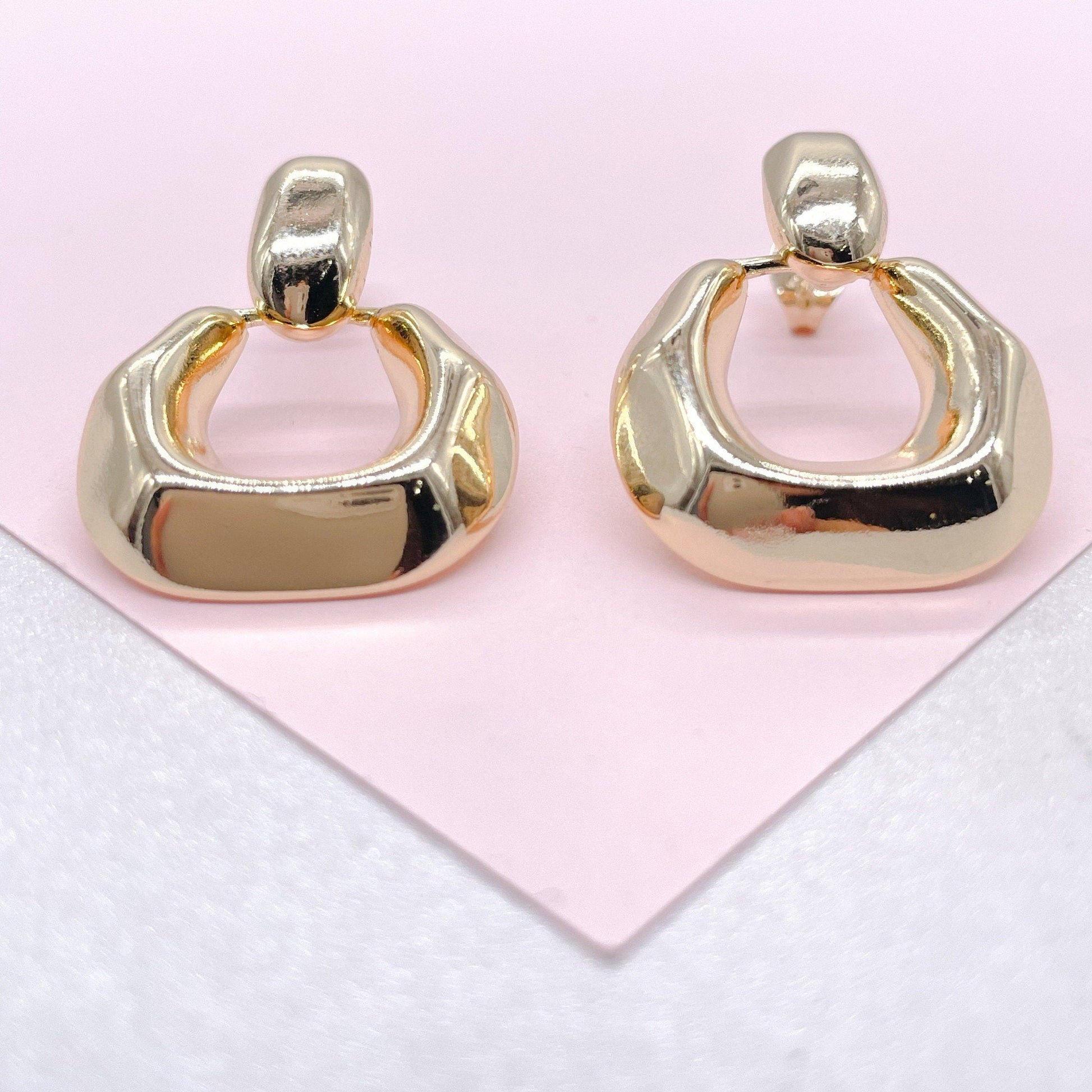 18k Gold Filled Boho Mod Round Earrings, Art nouveau Earrings, Statement Earrings, Minimalist Earrings