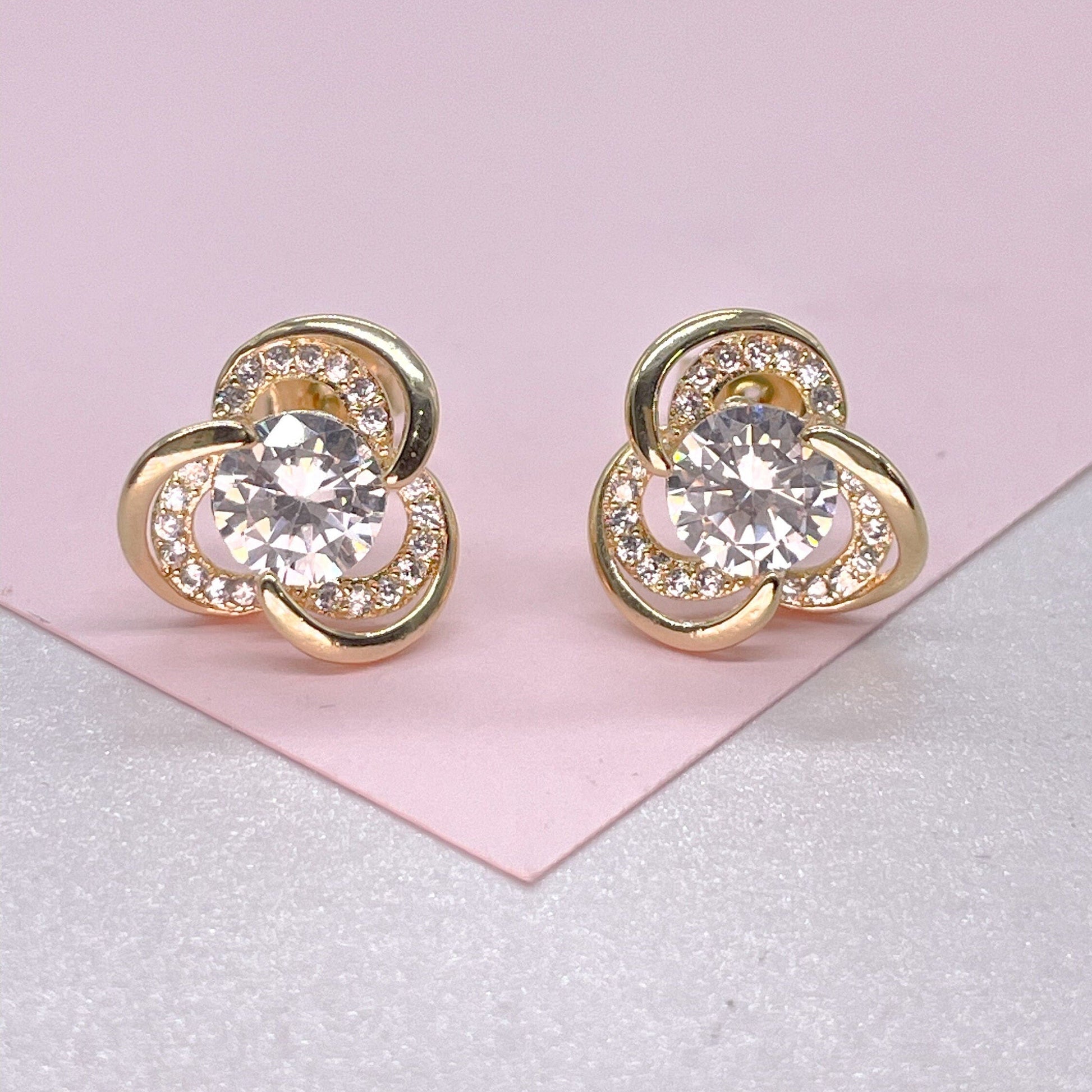 18k Gold Filled Dainty Flower Stud with CZ Center Stone, Dainty Jewlery, Kids Stud, Minimalist Stud